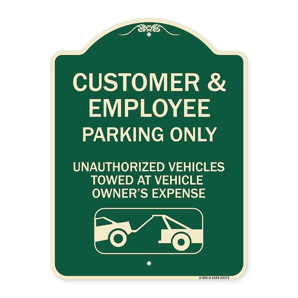 Parking Restriction Customer and Employee Parking Only Unauthorized Vehicles Towed at, G-1824-23373